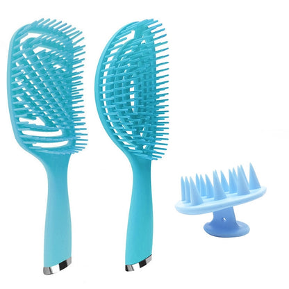 3 in 1 พลาสติก CURLY Hair Salon ชุดหวี Hollow นวดหวียุง, 3 in 1 Pink, 3 in 1 Green, 3 in 1 Black, 3 in 1 Blue