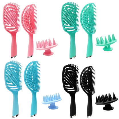 3 in 1 พลาสติก CURLY Hair Salon ชุดหวี Hollow นวดหวียุง, 3 in 1 Pink, 3 in 1 Green, 3 in 1 Black, 3 in 1 Blue