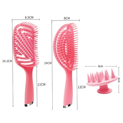 3 in 1 พลาสติก CURLY Hair Salon ชุดหวี Hollow นวดหวียุง, 3 in 1 Pink, 3 in 1 Green, 3 in 1 Black, 3 in 1 Blue