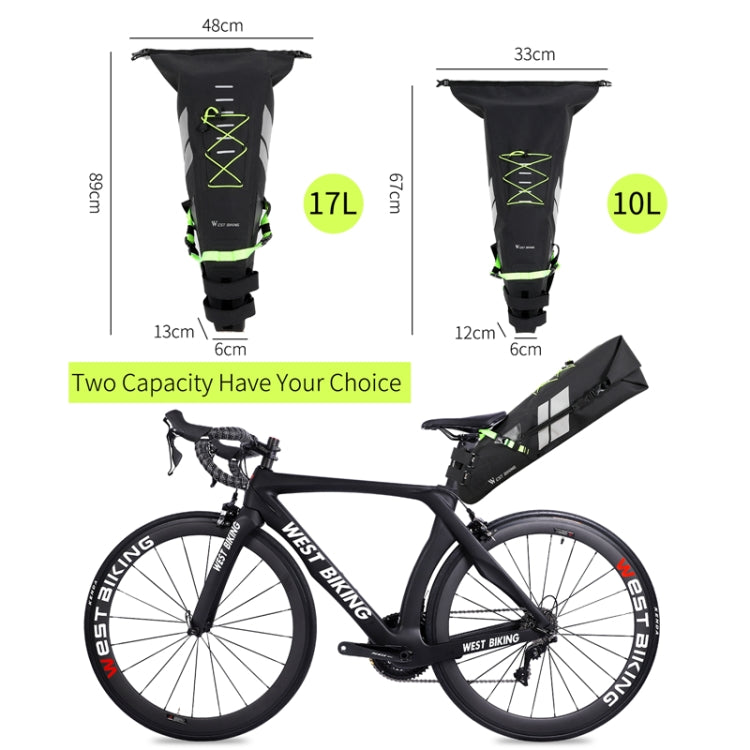 West Biking กระเป๋าจักรยานกันน้ำเต็มรูปแบบกระเป๋าท้ายรถแบบสะท้อนแสงความจุระยะไกลกระเป๋าที่นั่งด้านหลัง, 10L