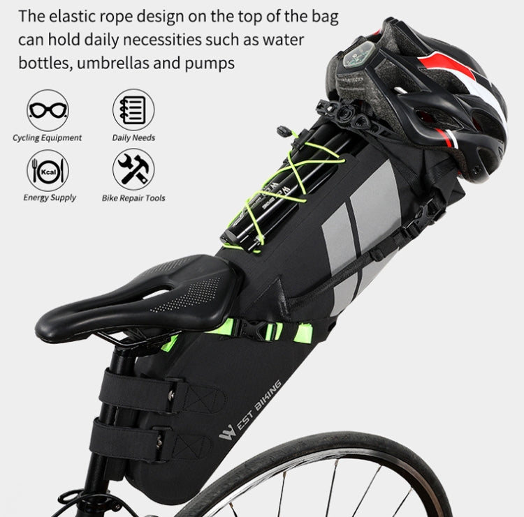 West Biking กระเป๋าจักรยานกันน้ำเต็มรูปแบบกระเป๋าท้ายรถแบบสะท้อนแสงความจุระยะไกลกระเป๋าที่นั่งด้านหลัง, 10L