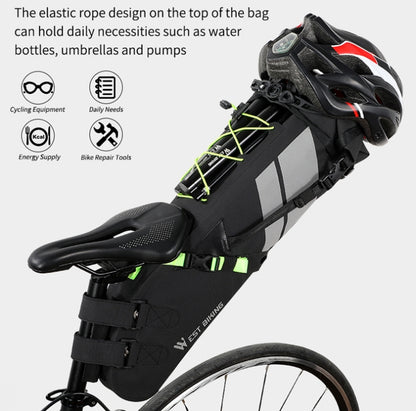 West Biking กระเป๋าจักรยานกันน้ำเต็มรูปแบบกระเป๋าท้ายรถแบบสะท้อนแสงความจุระยะไกลกระเป๋าที่นั่งด้านหลัง, 10L