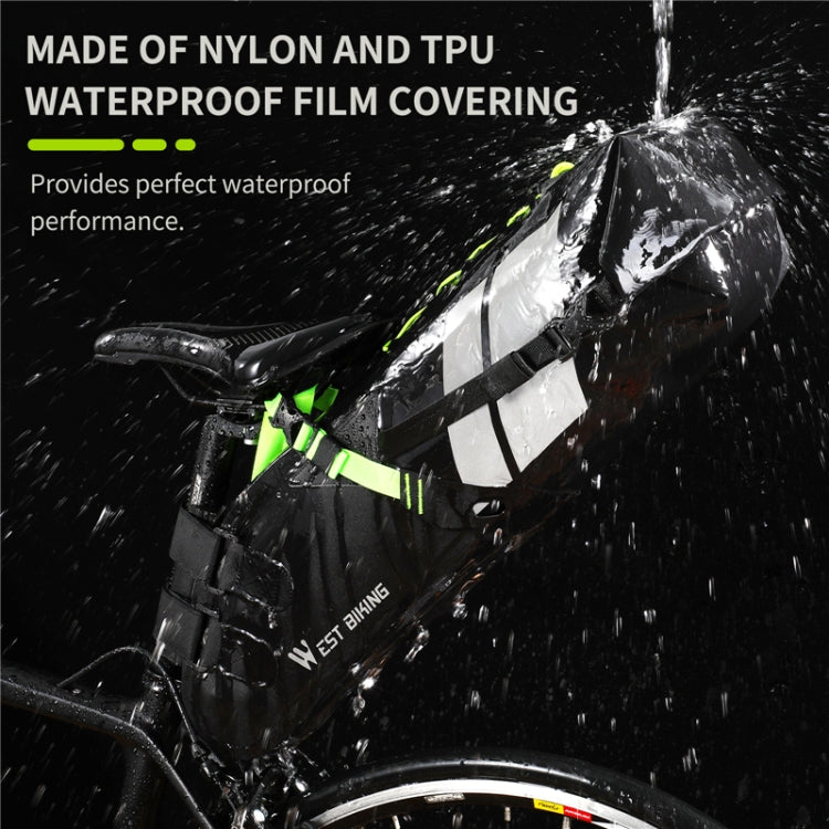 West Biking กระเป๋าจักรยานกันน้ำเต็มรูปแบบกระเป๋าท้ายรถแบบสะท้อนแสงความจุระยะไกลกระเป๋าที่นั่งด้านหลัง, 10L