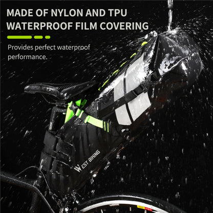 West Biking กระเป๋าจักรยานกันน้ำเต็มรูปแบบกระเป๋าท้ายรถแบบสะท้อนแสงความจุระยะไกลกระเป๋าที่นั่งด้านหลัง, 10L