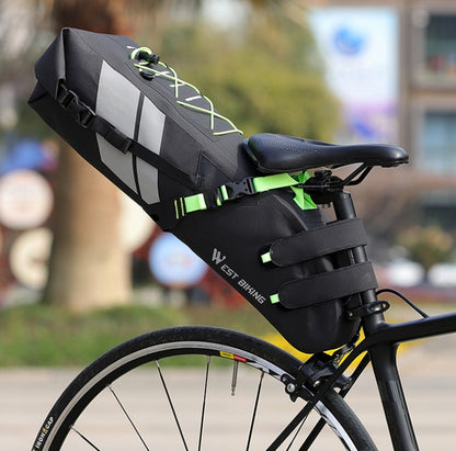 West Biking กระเป๋าจักรยานกันน้ำเต็มรูปแบบกระเป๋าท้ายรถแบบสะท้อนแสงความจุระยะไกลกระเป๋าที่นั่งด้านหลัง, 10L