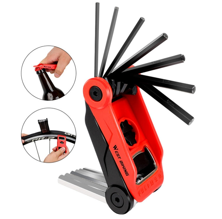 West Biking 16 In 1 เครื่องมือซ่อมจักรยานประแจมัลติฟังก์ชั่น Hex เครื่องมือ อุปกรณ์ขี่, West Biking 16 In 1  (Black Yellow), West Biking 16 In 1  (Black Red)