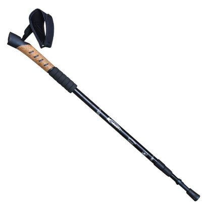 WUXIAN อลูมิเนียมกลางแจ้งมีดอเนกประสงค์ประเภท Cork ตรงสามส่วน Telescopic Trekking Pole การจัดส่งสีแบบสุ่ม, 66-135cm