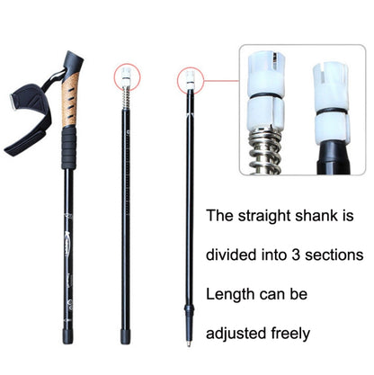 WUXIAN อลูมิเนียมกลางแจ้งมีดอเนกประสงค์ประเภท Cork ตรงสามส่วน Telescopic Trekking Pole การจัดส่งสีแบบสุ่ม, 66-135cm