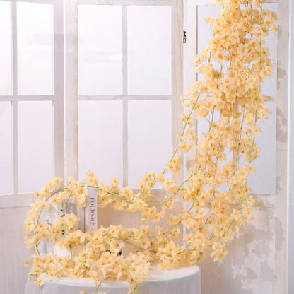 2 ชิ้นจำลองซากุระหวายพลาสติกเถาดอกไม้ตกแต่ง, 135 Flowers Champagne, 135 Flowers Light Pink, 135 Flowers Deep Pink, 135 Flowers White