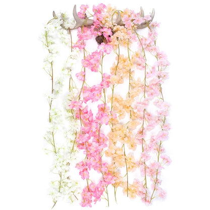 2 ชิ้นจำลองซากุระหวายพลาสติกเถาดอกไม้ตกแต่ง, 135 Flowers Champagne, 135 Flowers Light Pink, 135 Flowers Deep Pink, 135 Flowers White