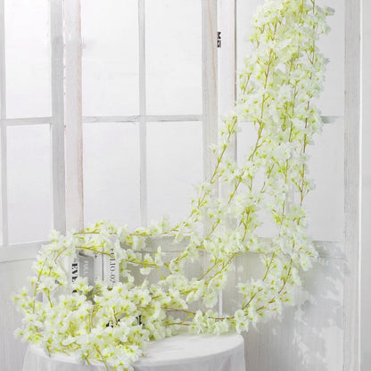 2 ชิ้นจำลองซากุระหวายพลาสติกเถาดอกไม้ตกแต่ง, 135 Flowers Champagne, 135 Flowers Light Pink, 135 Flowers Deep Pink, 135 Flowers White