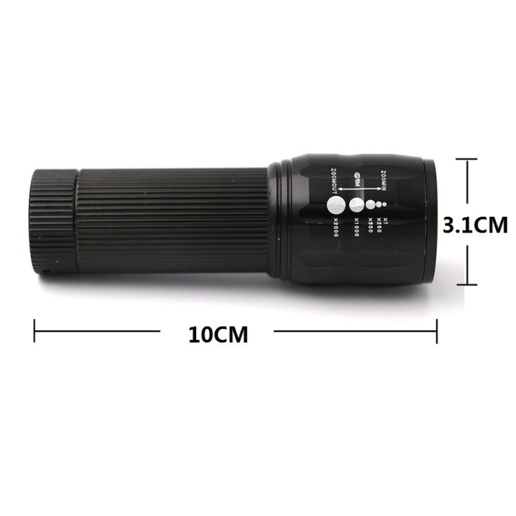 2 ชิ้นไฟฉาย LED ซูมสามความเร็วไฟฉายอลูมิเนียมขนาดเล็ก
