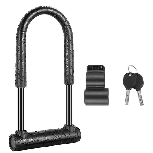 WEST BIKING ล็อคจักรยาน รถจักรยานยนต์ รถยนต์ไฟฟ้า ล็อคกันขโมย, Long U-shaped Lock, Long U-shaped Lock+Cable