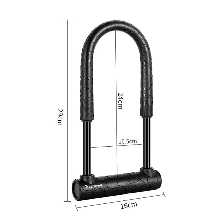 WEST BIKING ล็อคจักรยาน รถจักรยานยนต์ รถยนต์ไฟฟ้า ล็อคกันขโมย, Long U-shaped Lock, Long U-shaped Lock+Cable