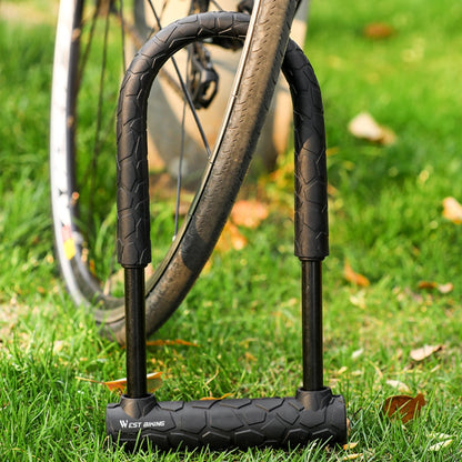 WEST BIKING ล็อคจักรยาน รถจักรยานยนต์ รถยนต์ไฟฟ้า ล็อคกันขโมย, Long U-shaped Lock, Long U-shaped Lock+Cable