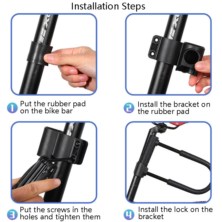 WEST BIKING ล็อคจักรยาน รถจักรยานยนต์ รถยนต์ไฟฟ้า ล็อคกันขโมย, Long U-shaped Lock, Long U-shaped Lock+Cable