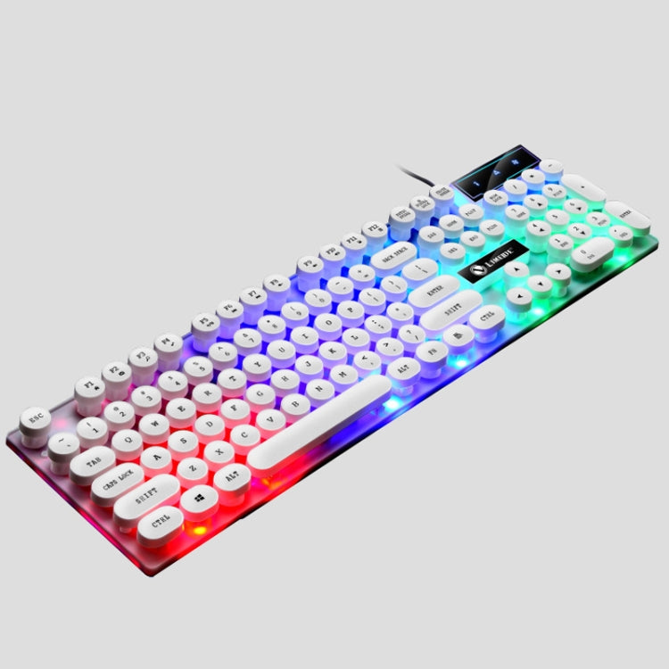 LIMEIDE GTX300 104 คีย์ Retro Round Key Cap แป้นพิมพ์เมาส์แบบมีสาย USB ความยาวสายเคเบิล: 1.4 ม., Punk Single Keyboard White, Punk Single Keyboard  Black, Punk Set White, Punk Set Black