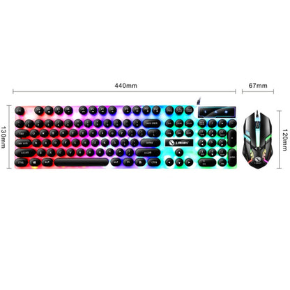 LIMEIDE GTX300 104 คีย์ Retro Round Key Cap แป้นพิมพ์เมาส์แบบมีสาย USB ความยาวสายเคเบิล: 1.4 ม., Punk Single Keyboard White, Punk Single Keyboard  Black, Punk Set White, Punk Set Black
