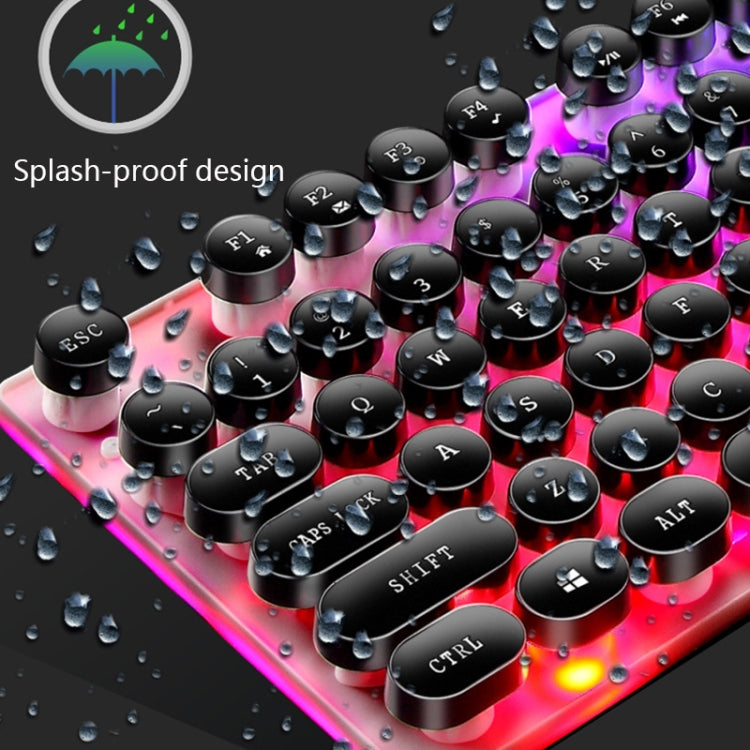 LIMEIDE GTX300 104 คีย์ Retro Round Key Cap แป้นพิมพ์เมาส์แบบมีสาย USB ความยาวสายเคเบิล: 1.4 ม., Punk Single Keyboard White, Punk Single Keyboard  Black, Punk Set White, Punk Set Black