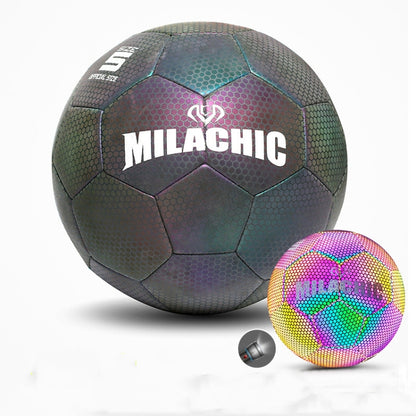 MILACHIC PU Leather Machine Stitch เรืองแสงสะท้อนแสงฟุตบอล, Specification:, Number 4 (Neon 5033), Number 4 (Colorful 5031), Number 5 (Neon 5032), Number 5 (Colorful 5034), Number 5 (Black Gray Rhombic 5039), Number 4 (Black Gray Rhombic 5043)