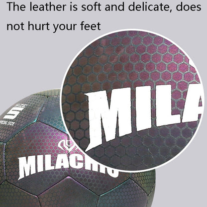 MILACHIC PU Leather Machine Stitch เรืองแสงสะท้อนแสงฟุตบอล, Specification:, Number 4 (Neon 5033), Number 4 (Colorful 5031), Number 5 (Neon 5032), Number 5 (Colorful 5034), Number 5 (Black Gray Rhombic 5039), Number 4 (Black Gray Rhombic 5043)