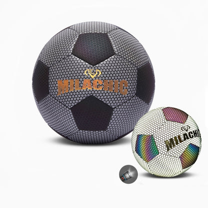 MILACHIC PU Leather Machine Stitch เรืองแสงสะท้อนแสงฟุตบอล, Specification:, Number 4 (Neon 5033), Number 4 (Colorful 5031), Number 5 (Neon 5032), Number 5 (Colorful 5034), Number 5 (Black Gray Rhombic 5039), Number 4 (Black Gray Rhombic 5043)