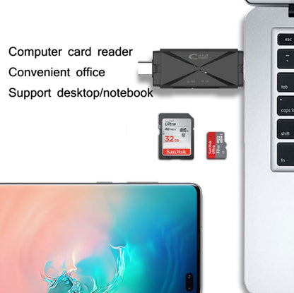 YH-109 SD/TF/Type-C/Micro USB/USB คอมพิวเตอร์พีซีโทรศัพท์มือถือ OTG เครื่องอ่านการ์ด