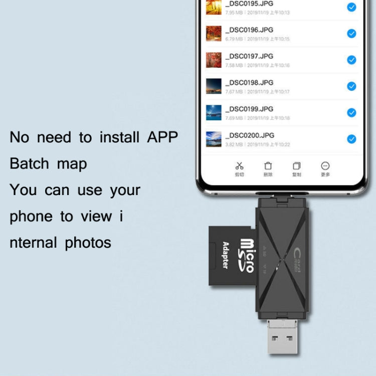 YH-109 SD/TF/Type-C/Micro USB/USB คอมพิวเตอร์พีซีโทรศัพท์มือถือ OTG เครื่องอ่านการ์ด