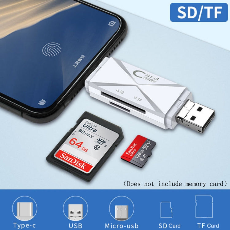 YH-109 SD/TF/Type-C/Micro USB/USB คอมพิวเตอร์พีซีโทรศัพท์มือถือ OTG เครื่องอ่านการ์ด