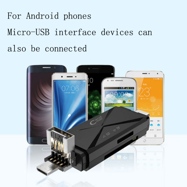 YH-109 SD/TF/Type-C/Micro USB/USB คอมพิวเตอร์พีซีโทรศัพท์มือถือ OTG เครื่องอ่านการ์ด