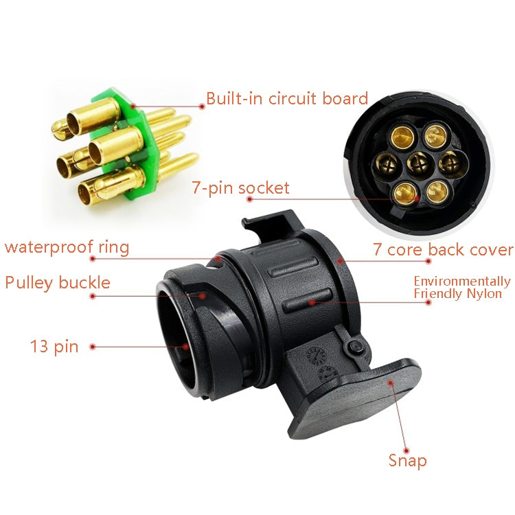 TS170E-Z 12V รถ ความต้านทานรถพ่วงปลั๊กซ็อกเก็ตเครื่องทดสอบรถพ่วงเชื่อมต่อเครื่องบันทึกพร้อมหัวแปลง 2 หัว EU Plug, TS170E-Z