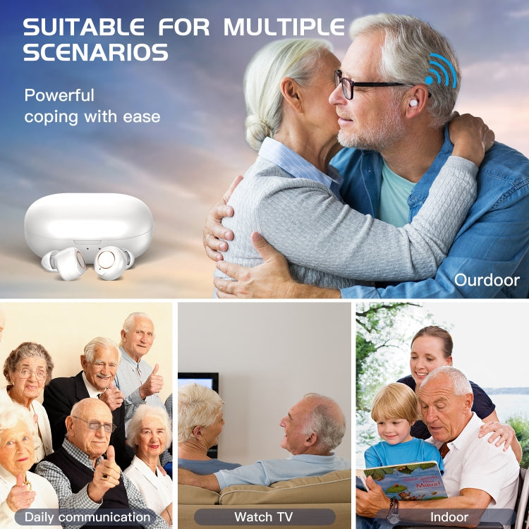 GM-305 Binaural Magnetic เครื่องช่วยฟังไร้สาย Bluetooth ผู้สูงอายุเครื่องขยายเสียง, GM-305 (Black), GM-305 (White)