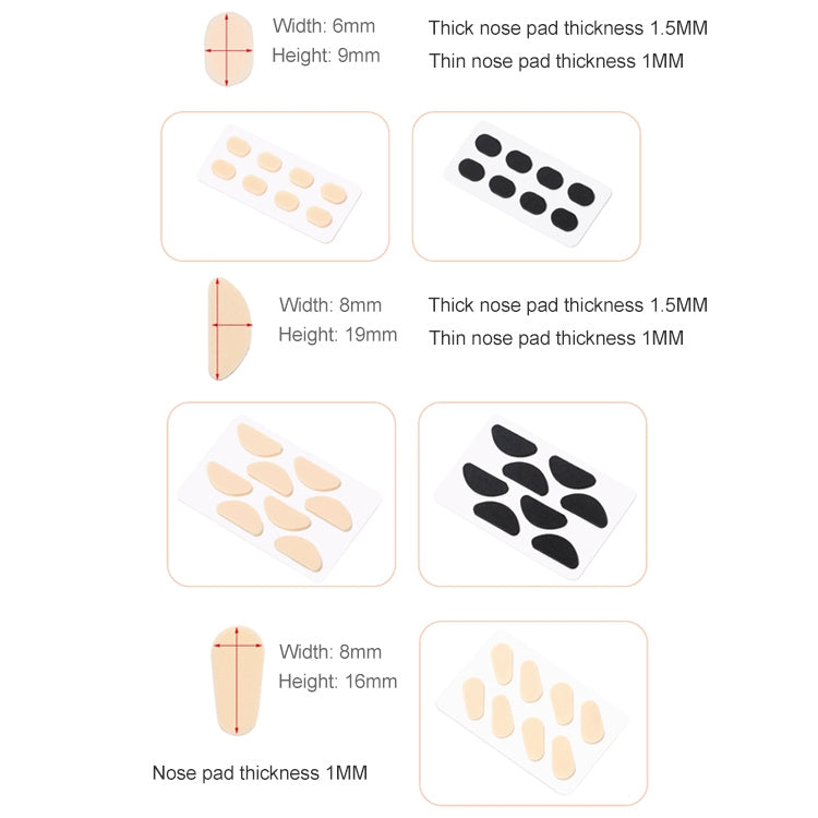 20 ชิ้นแว่นแถบจมูกนุ่มฟองน้ำ EVA แผ่นจมูกสบายไม่มีเครื่องหมายกดไม่ลบแต่งหน้าป้องกันความสูงตากรอบจมูก, D-type Black 1.0mm