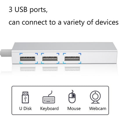 YH-U1009 3 x USB 3.0 + RJ45 ถึง USB 3.0 ฮับภายนอกแบบไม่มีไดรฟ์สำหรับแล็ปท็อป การจัดส่งสีแบบสุ่ม