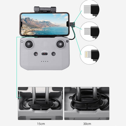 Sunnylife TY-X9304 เหมาะสำหรับ DJI Mavic Air 2S / DJI FPV Flight Glasses V2 / Mavic Mini2 / Osmo Pocket 2 โทรศัพท์มือถือแท็บเล็ตสายเคเบิล, 15cm Type-C to 8 Pin Cable, 15cm Type-C to Micro USB  Cable, 15cm Type-C to Type-C Cable, 30cm Type-C to 8 Pin Ca...