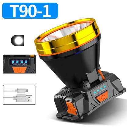 LED Night Fishing Charge Head Light แคมป์ปิ้งกลางแจ้งตกปลา Miner Light ไฟฉายหัวไฟฉายพร้อมจอแสดงผล, 32 Lamp Beads White Light, 32 Lamp Beads Yellow Light, 40 Lamp Beads White Light, 40 Lamp Beads Yellow Light