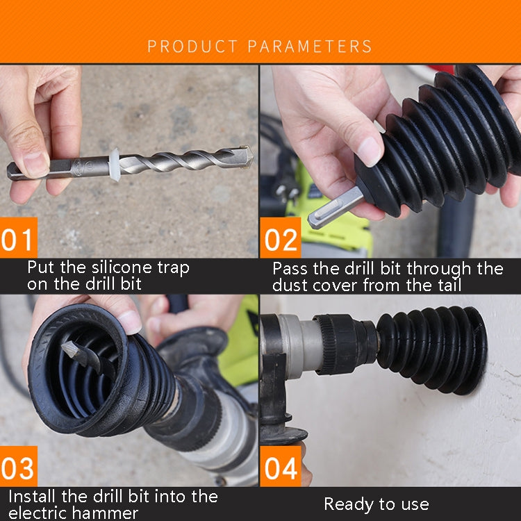 10 ชิ้นค้อนไฟฟ้าฝาครอบกันฝุ่นฝุ่นคอลเลกชันชามผลกระทบ เจาะ อุปกรณ์เสริม, Dust Cover(Black), Dust Cover(White)