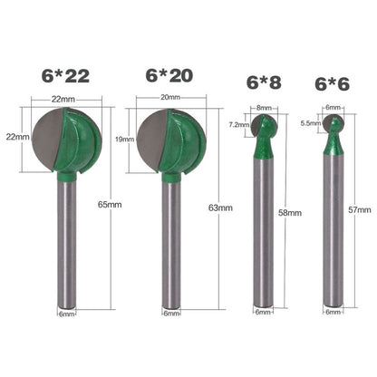 มีดแกะสลักทรงกลมงานไม้ด้ามตรงหัวเจียร, 4PCS/Set 6 Handles, 4PCS/Set 6 Handles Extended, 3 PCS/Set 3 Handle