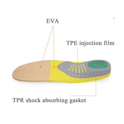 XD-640 Arch กีฬา Insoles ผู้ชายและผู้หญิง Shock Absorption เหงื่อ Insoles บาสเกตบอลวิ่ง Orthopedic Insoles, S(35-40), L(41-45)