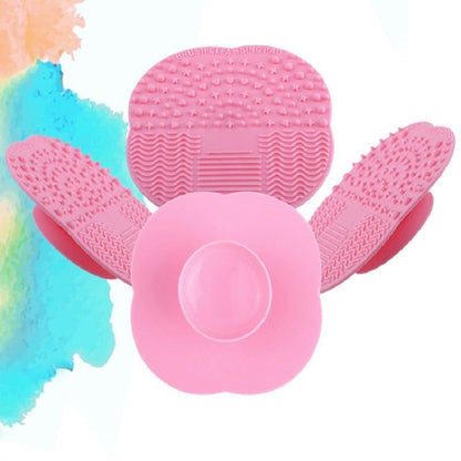5 PCS Four-leaf Clover แผ่นทำความสะอาดแปรงซิลิโคนเครื่องสำอางพร้อมถ้วยดูดการจัดส่งสีแบบสุ่ม