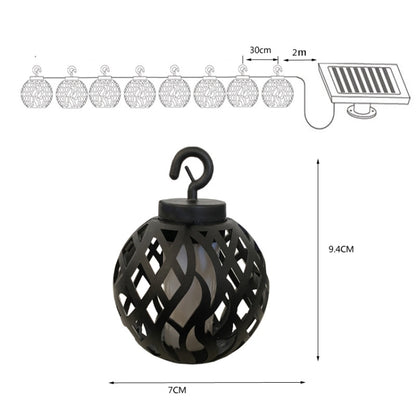 พลังงานแสงอาทิตย์เปลวไฟ Ball Light String กลางแจ้งพลังงานแสงอาทิตย์ Courtyard IP44 กันน้ำ, 6 in 1, 8 in 1
