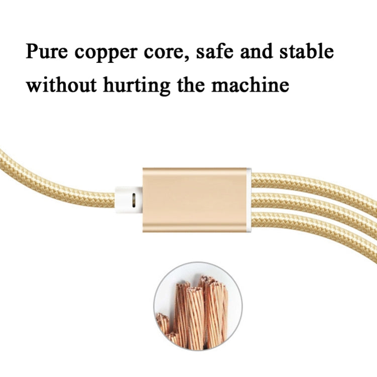 5 ชิ้น 2A 3 ใน 1 USB เป็น USB-C / Type-C 8 พิน + สายเคเบิลข้อมูลแบบถัก Micro USB, USB To USB-C / Type-C + 8 Pin + Micro USB