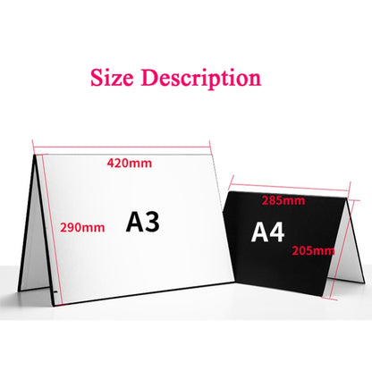 2 PCS 3-in-1 แผ่นสะท้อนแสงสีขาว + สีดำ + เงิน A4 กระดาษแข็งพับ Light Diffuser BOARD, 3-in-1 A4 Cardboard