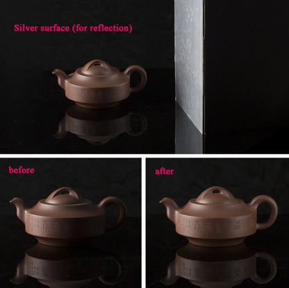 2 PCS 3-in-1 แผ่นสะท้อนแสงสีขาว + สีดำ + เงิน A4 กระดาษแข็งพับ Light Diffuser BOARD, 3-in-1 A4 Cardboard