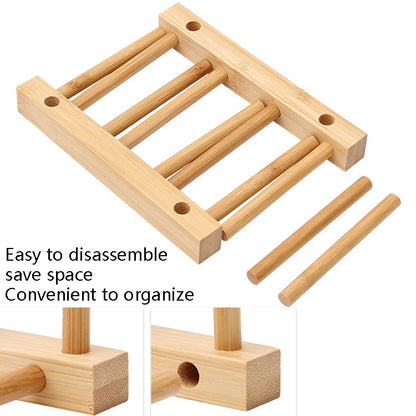 4 PCS Multi-Purpose Bowl Disc Rack ห้องครัวท่อระบายน้ำไม้ไผ่ Tableware Storage Rack, 2 Grid, 4 Grid, 7 Grid, 8 Grid