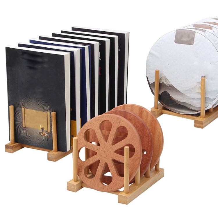 4 PCS Multi-Purpose Bowl Disc Rack ห้องครัวท่อระบายน้ำไม้ไผ่ Tableware Storage Rack, 2 Grid, 4 Grid, 7 Grid, 8 Grid
