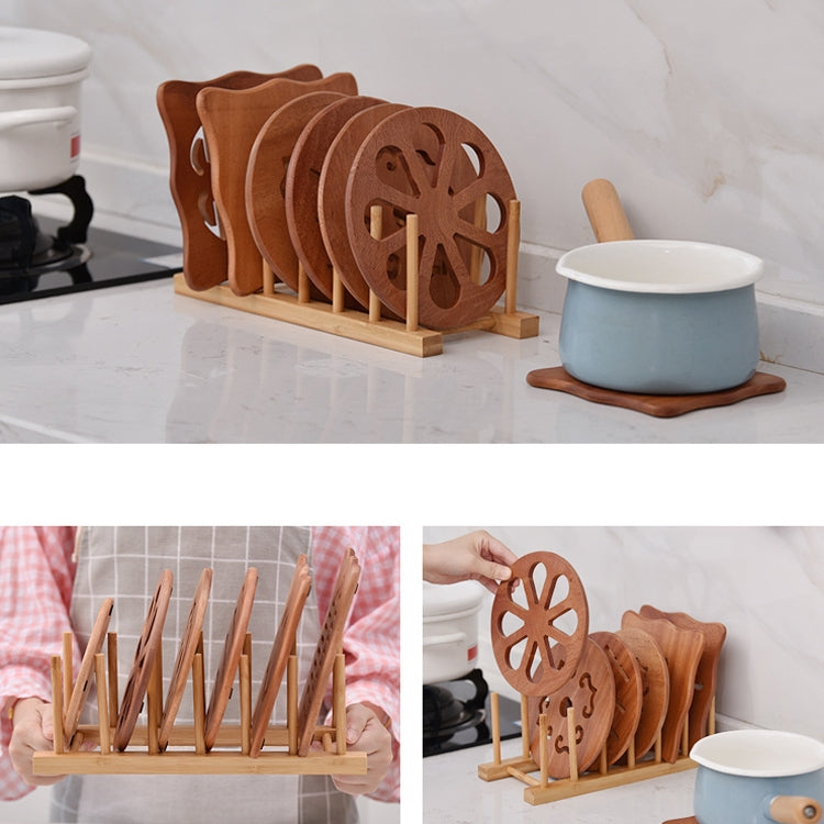 4 PCS Multi-Purpose Bowl Disc Rack ห้องครัวท่อระบายน้ำไม้ไผ่ Tableware Storage Rack, 2 Grid, 4 Grid, 7 Grid, 8 Grid