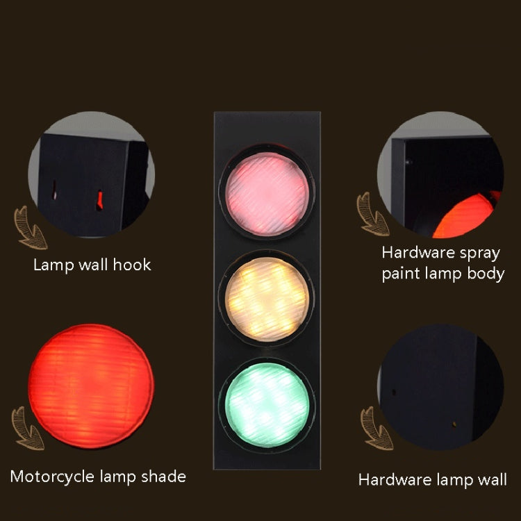Retro Bar ร้านอาหารไฟจราจร Wrought Iron Engineering Glass LED ในร่มสัญญาณ Wall Light, 5W x 3