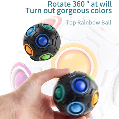 2 PCS Gyro Rainbow Ball ปลายนิ้ว Decompression 10-Hole Rubik Cube ของเล่น, 2 PCS(White)