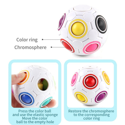 2 PCS Gyro Rainbow Ball ปลายนิ้ว Decompression 10-Hole Rubik Cube ของเล่น, 2 PCS(White)